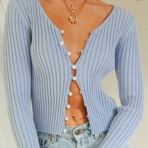 VERGE GIRL Parisian Chic Knit Ribbed Cardigan